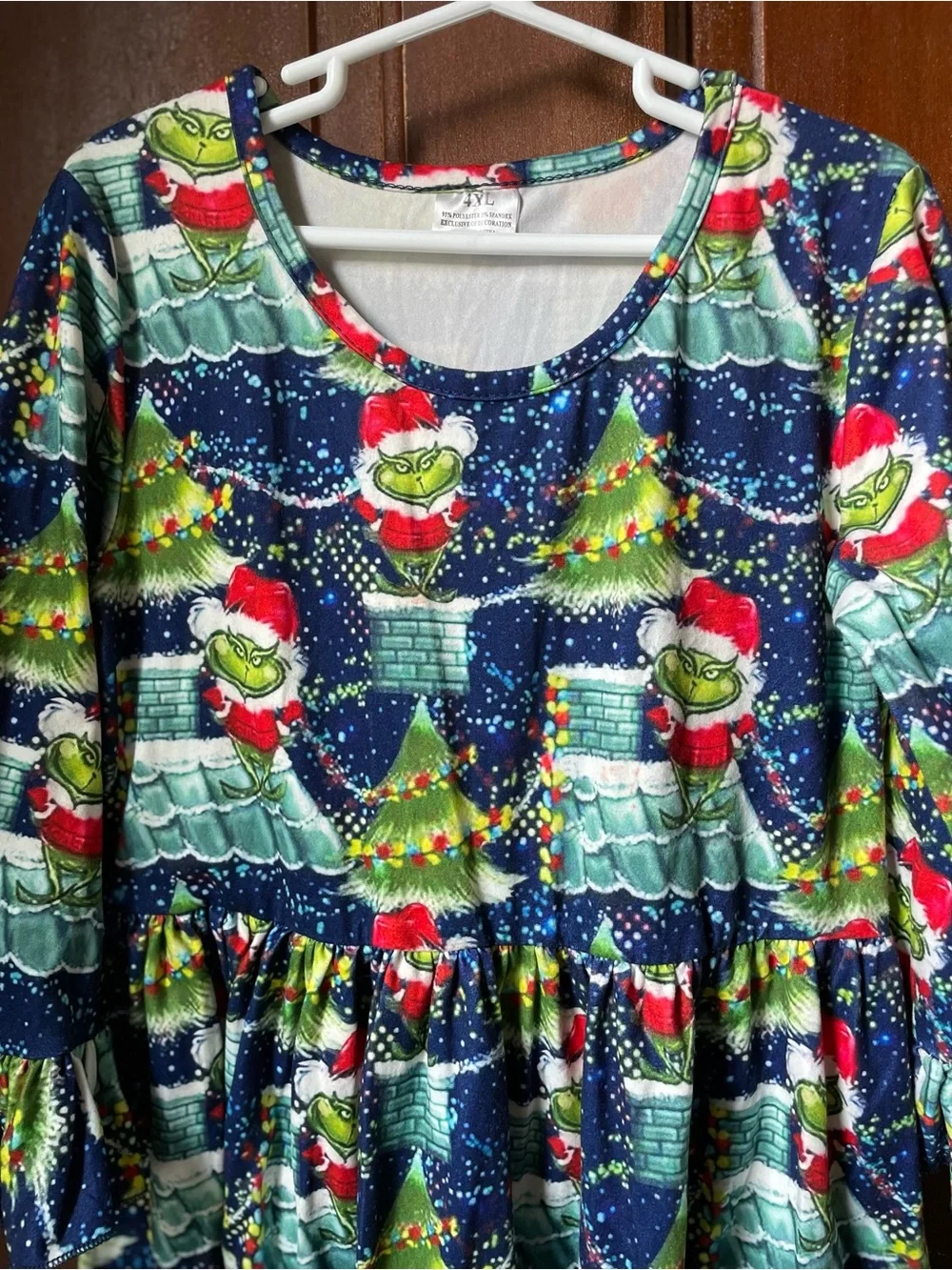 Girls size 4XL (6-7) blue Christmas Grinch dress